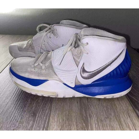 Nike Kyrie 6 Trainers Youth US Size 5.5 Basketball Shoes White Blue Leather Mesh - Picture 5 of 10
